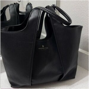 London Fog Elegant Black Tote Bag new with tag retail $128